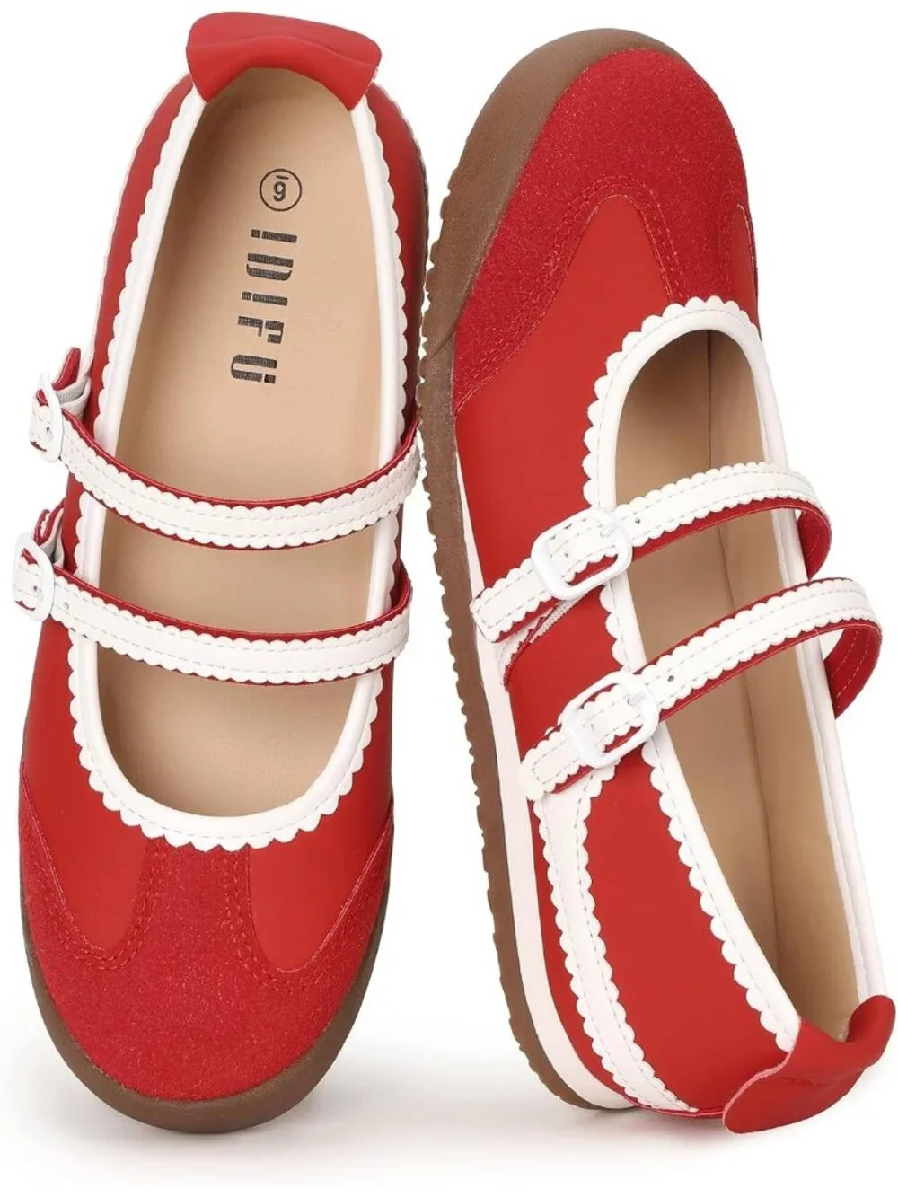 Women's Red Comfortable Ballet Trendy with Elastic Straps Casual Fashion Sneaker
